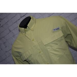 Columbia PFG Performance Fishing Gear Shirt Mens Large Polyester Yellowish Green